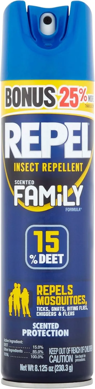Repel Insect Repellent, 15% Deet Family Scented Formula, 8.125-Ounce - 2 Count