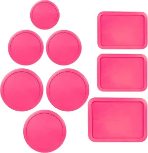 Replacement Lids for Pyrex Glass Food Storage Containers Rectangular (1) 1-Cup (2) 2-Cup (2) 4-Cup (1) 7-Cup (2) 3-Cup (1) 6-Cup Round Rectangle (Fuchsia)