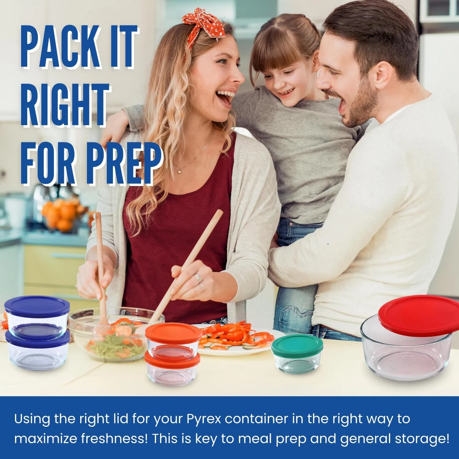 Replacement Lids for Pyrex Glass Foood Storage Containers Containers Round (2) 1-Cup (3) 2-Cup (2) 4-Cup (2) 7-Cup (Blue)