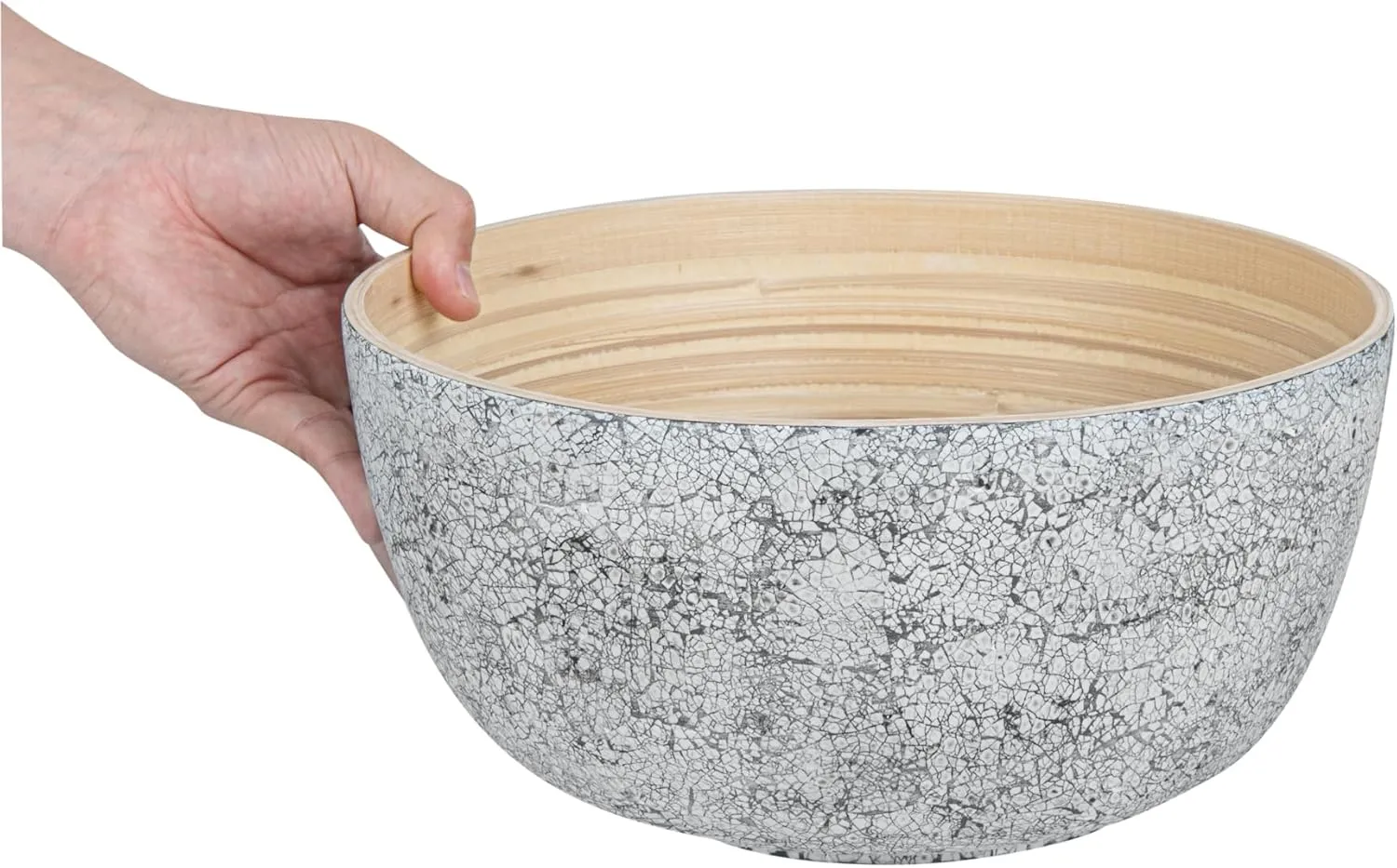 Restaurantware-Bambuddha 30 Ounce Large Salad Bowl, 1 Heavy-duty Round Salad Bowl - Sustainable, Reusable, Gray Bamboo Serving Bowl, Eggshell Print, For Serving Salads, Fruits, And Appetizers