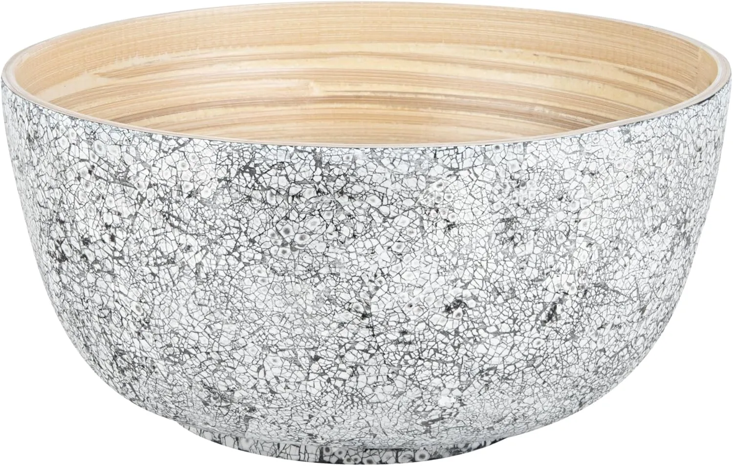 Restaurantware-Bambuddha 30 Ounce Large Salad Bowl, 1 Heavy-duty Round Salad Bowl - Sustainable, Reusable, Gray Bamboo Serving Bowl, Eggshell Print, For Serving Salads, Fruits, And Appetizers