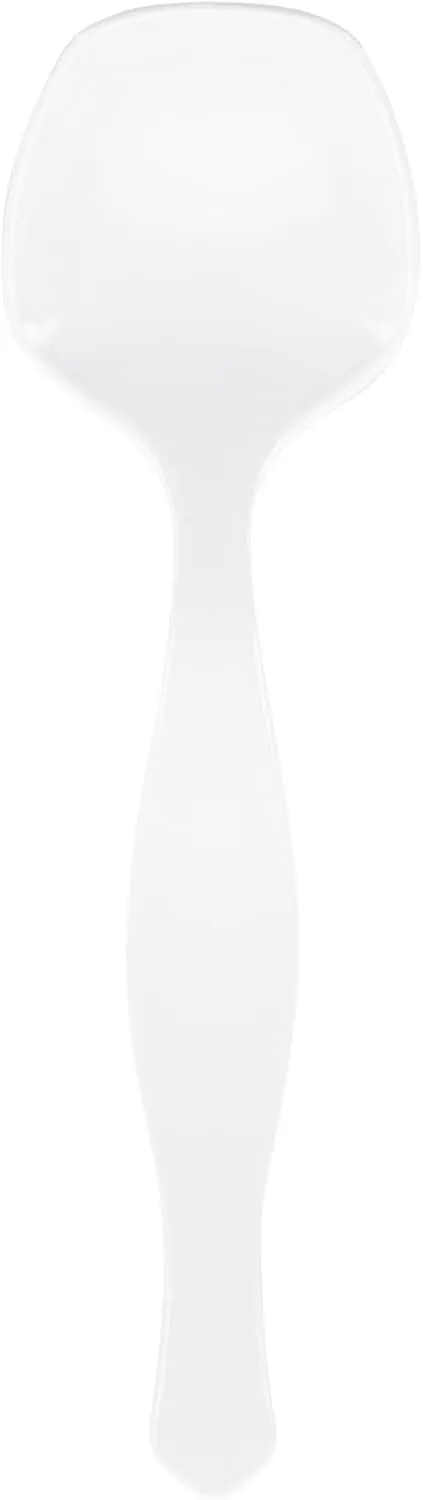 Restaurantware-Cater Tek 8 Inch Serving Spoons, 100 Disposable Spoons For Catering - Ergonomic Handle, Heavy-Duty, White Plastic Food Spoons, Elegant, For Weddings, Buffets, Or Catering Events