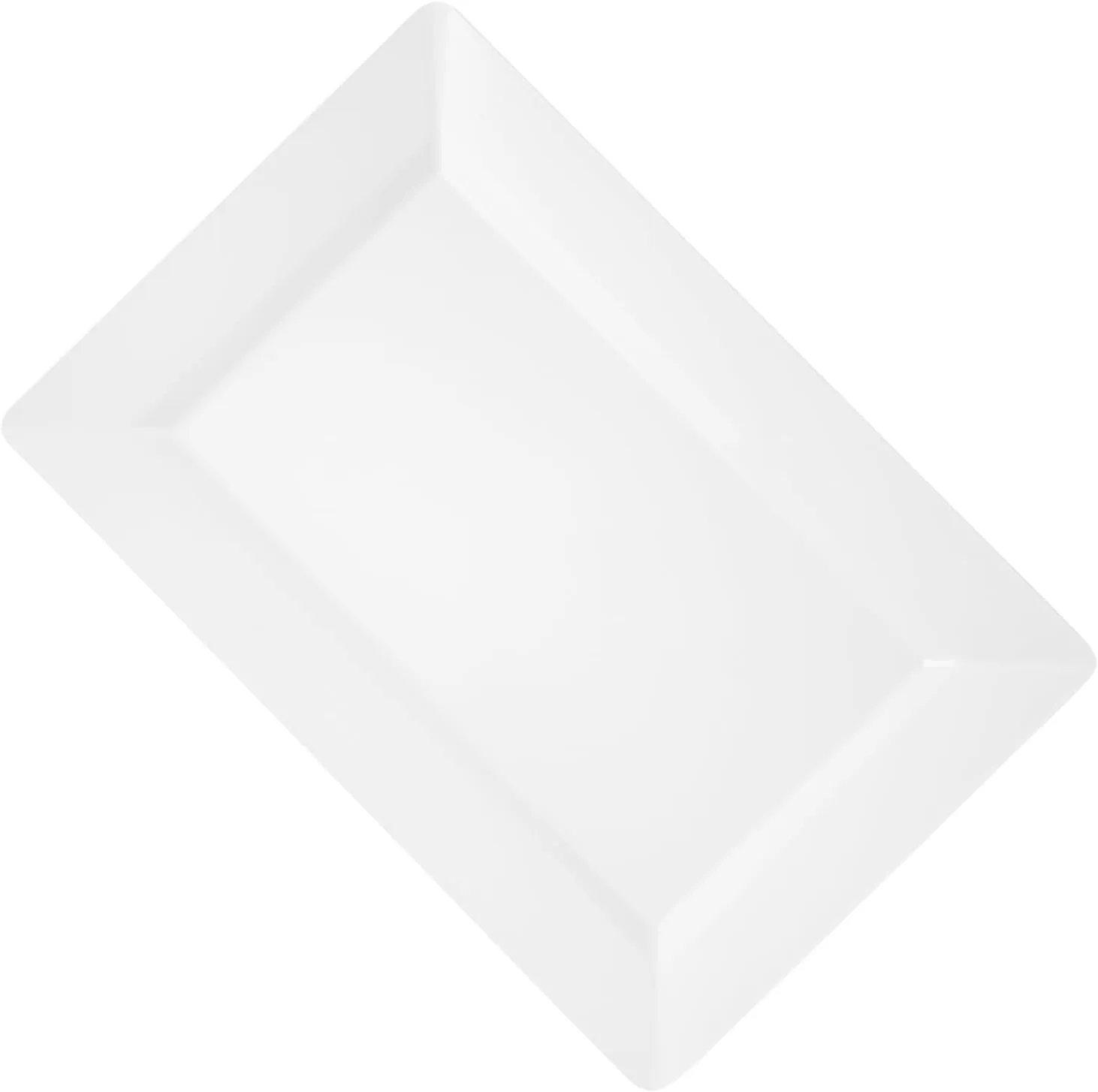 Restaurantware Moderna 9.5 x 6.3 Inch Premium Disposable Plates 100 Rectangular Plastic Plates For Parties - Durable Heavy-duty White Plastic Dinner Plates For Warm And Cold Foods