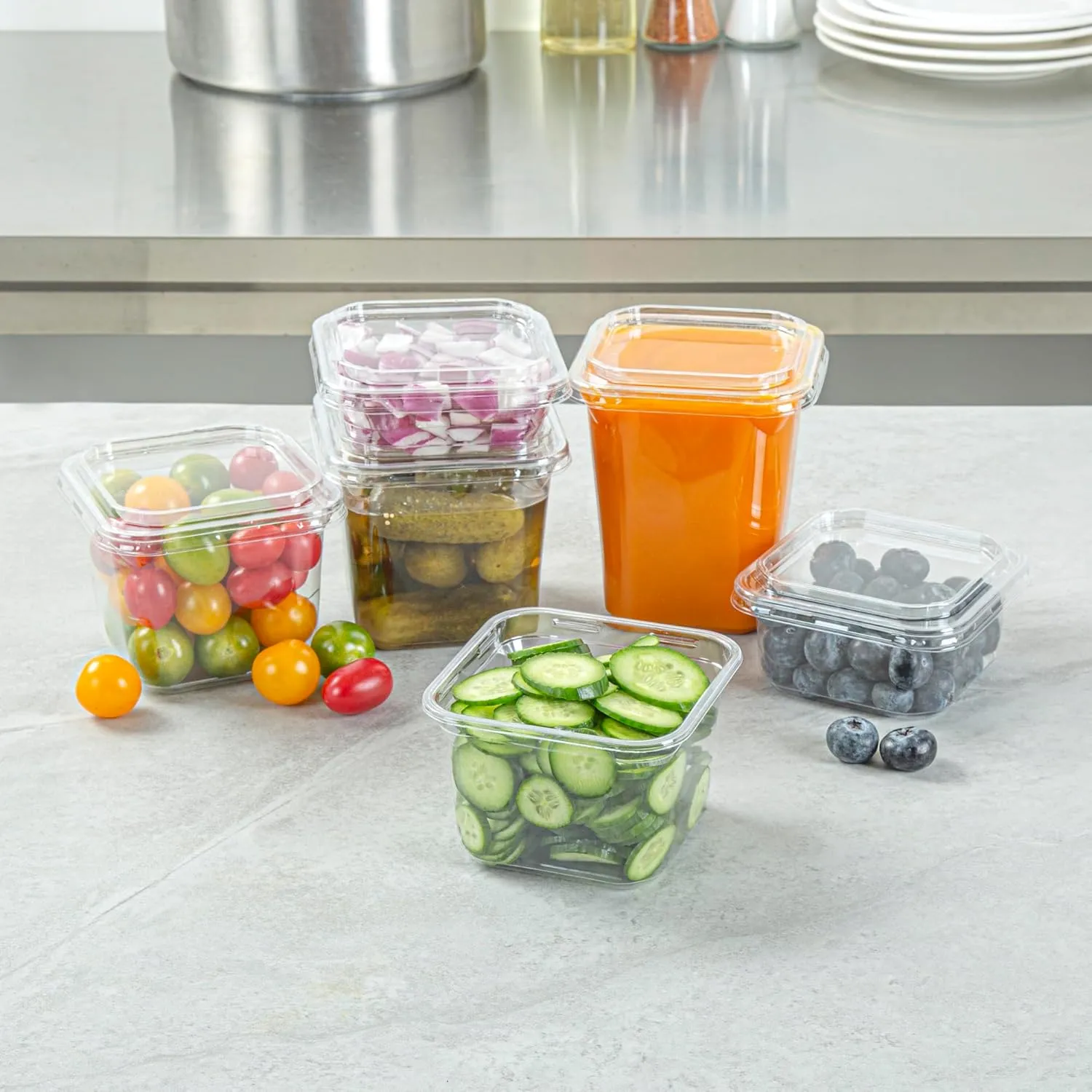 Restaurantware-Thermo Tek 16 Ounce Snack Containers, 100 Count Durable, Heavy-Duty, Clear Plastic Square Snack Deli Containers For Cafes, Restaurants, Bakeries, Dessert Shops and Household Use