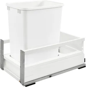 Rev-A-Shelf - TWCSC-15DM-1 - Single 35 Qt. White Pull-Out Wood Bottom Mount Waste Container for 12 in. Opening