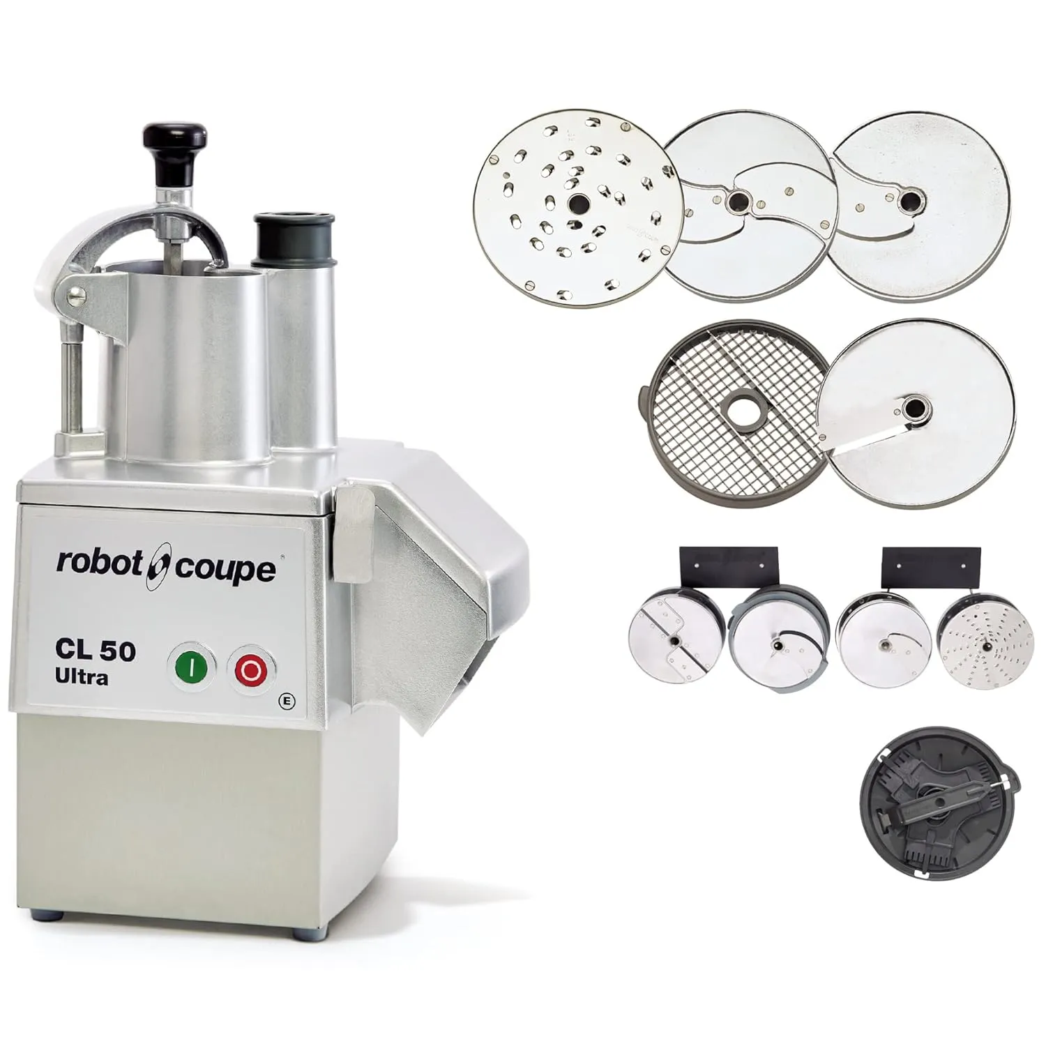 Robot Coupe CL50EUPIZZA Pizza Pack Single-Speed Cutter Mixer Continuous Feed Commercial Food Processor with Side Discharge, 120v