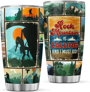 Rock Climbing 20 Oz Tumblers Double Walled Insulated With Lid Climb Lovers Coffee Mug For Climber Men Him Dad Papa On Birthday Drinking Cup Stainless Steel Travel Mugs