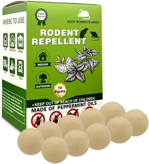 Rodent Repellent, Mouse Squirrel Repellent Pouches, Mice Repellent Indoor, Rat Repellent for House, Extra-Strength Peppermint to Repel Mice and Squirrel, Chipmunk Deterrent Outdoor -10P