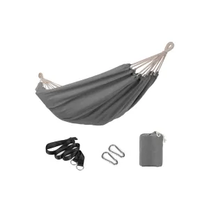 Rootz Hammock - Gray Cotton Polyester Hammock - Portable Bed - Lightweight - Compact - 210cm x 150cm - 2.34kg - 300kg Capacity