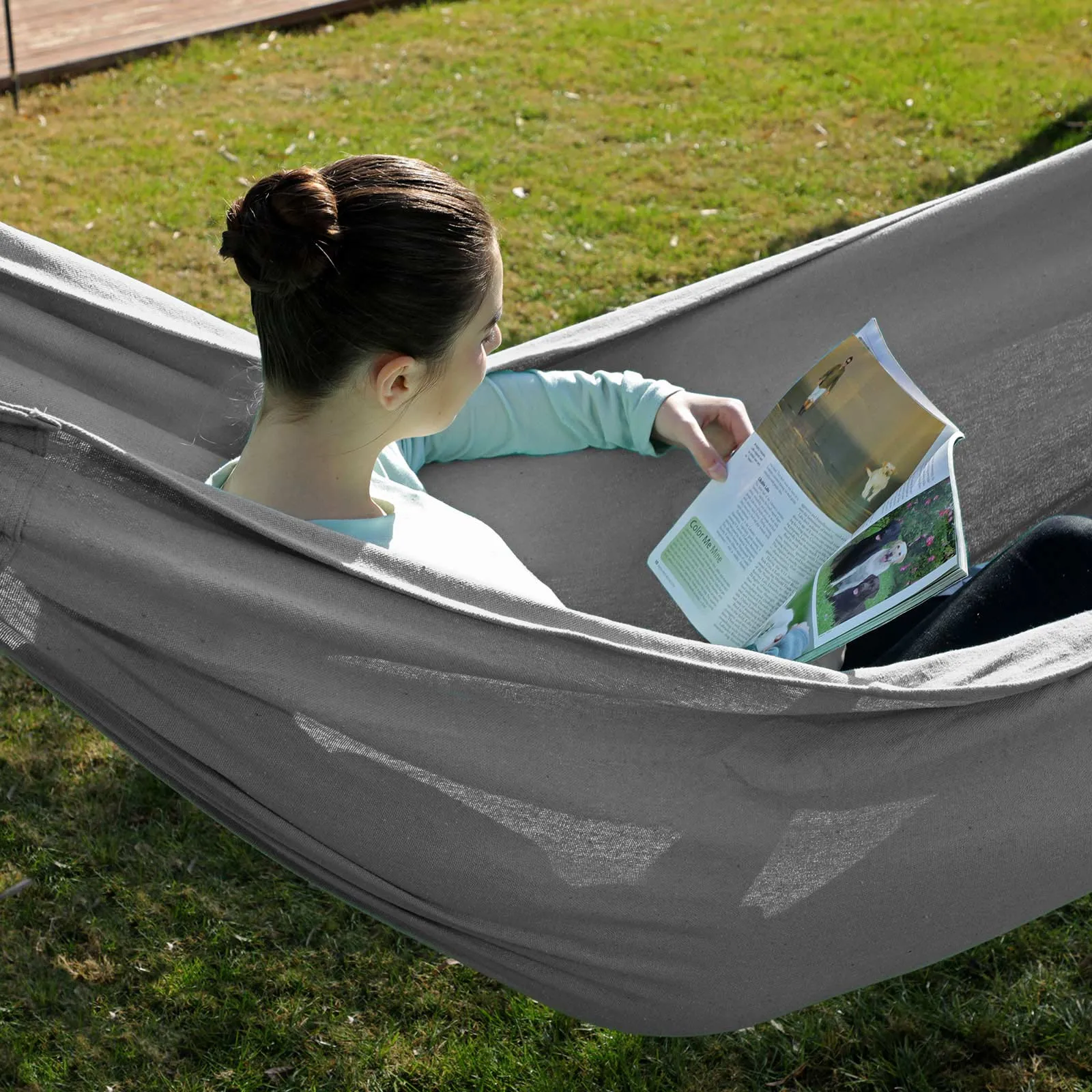 Rootz Hammock - Gray Cotton Polyester Hammock - Portable Bed - Lightweight - Compact - 210cm x 150cm - 2.34kg - 300kg Capacity