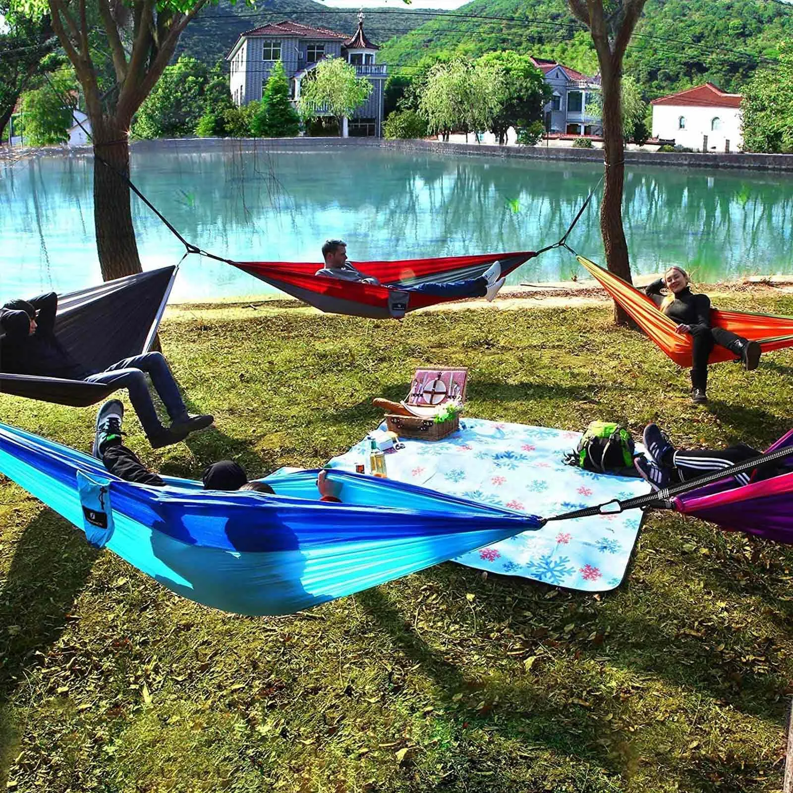Rootz Portable Hammock - Lightweight Hammock - Compact Hammock - 210T Ripstop Nylon - 275cm x 140cm - 850g - 300kg Load Capacity