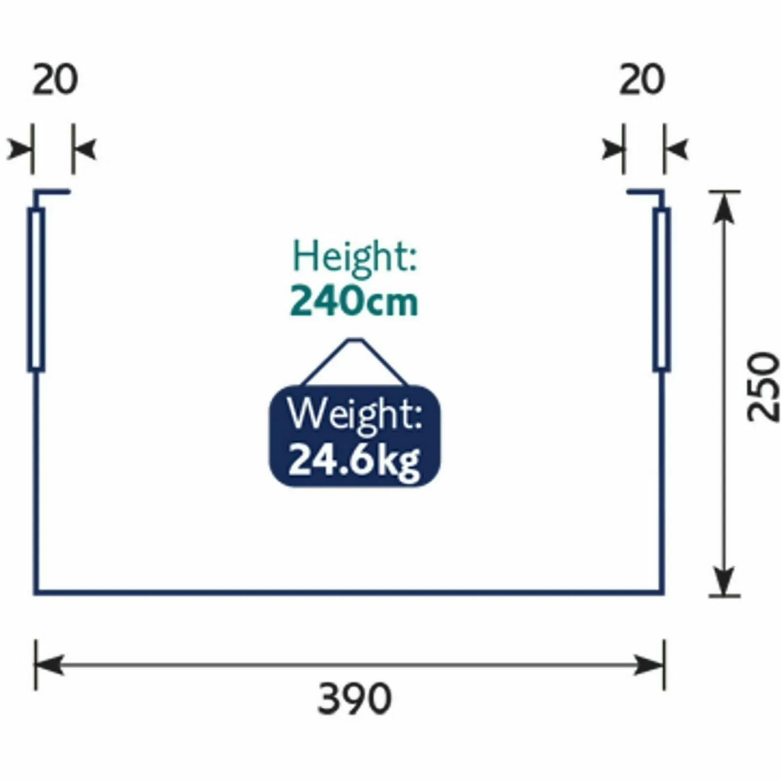 Royal Wessex 390 Lightweight Caravan Porch Awning With Alloy Rear Uprights Black
