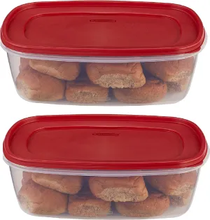 Rubbermaid 071691405382 food, 2 pack, clear with red lid