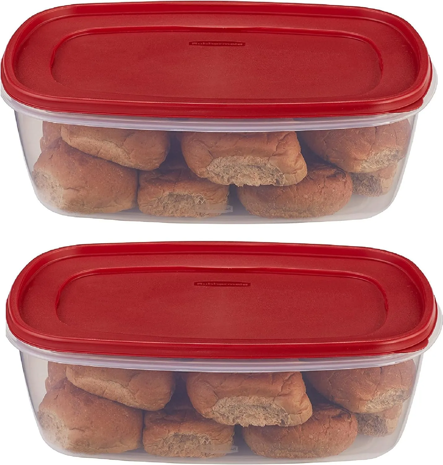 Rubbermaid 071691405382 food, 2 pack, clear with red lid