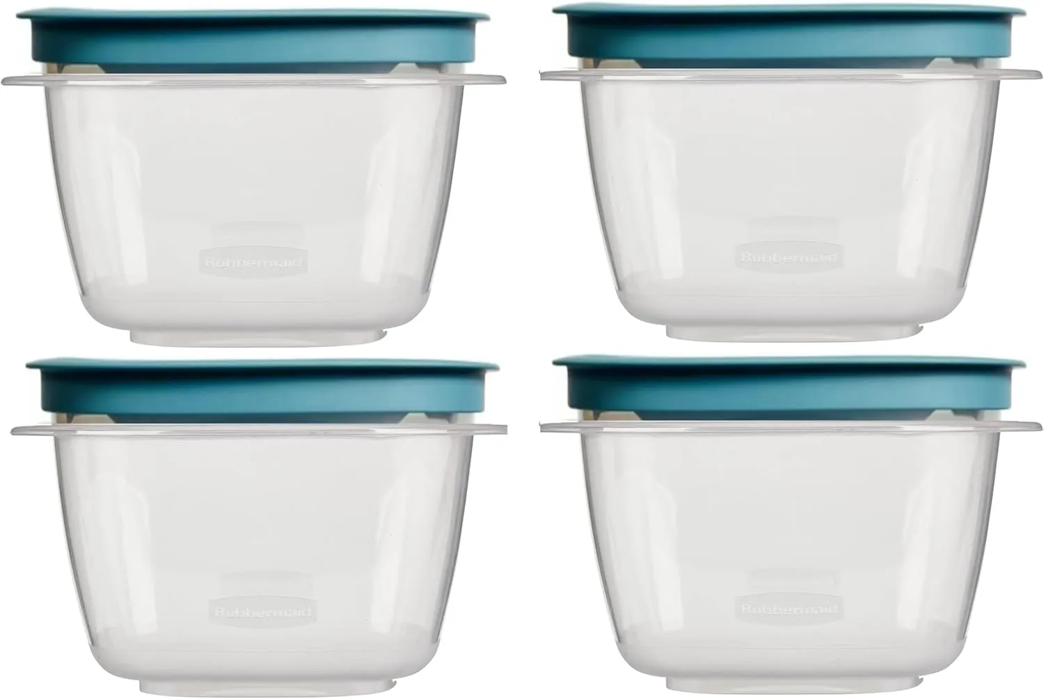 Rubbermaid 2-Cup Flex & Seal Leak Proof Lids Food Storage Set, Teal, Clear Meal Prep Flex Containers, 4 Piece Bundle Set