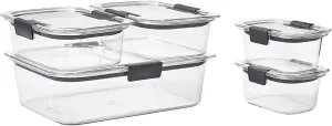 Rubbermaid Brilliance Food Storage Containers, Set of 5 (10 Pieces), BPA-Free, Leak-Proof, Clear