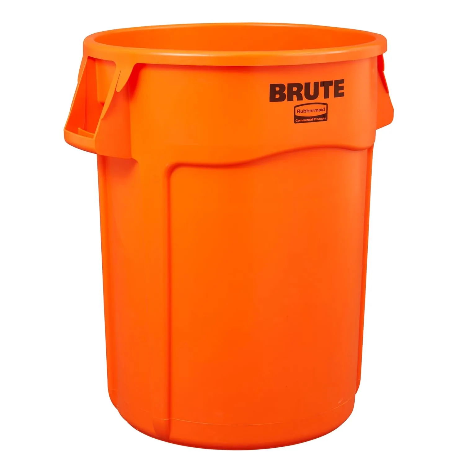 Rubbermaid Commercial Products BRUTE Heavy Duty Round Trash Can, High Visibility Garbage Can, 44 Gal, Orange, for Landscapers/Construction/Restaurants/Back of House/Offices
