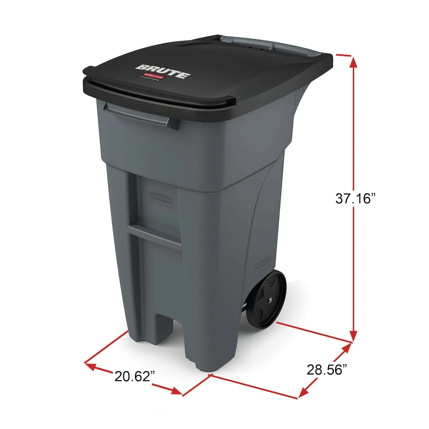 Rubbermaid Commercial Products BRUTE Rollout Heavy-Duty Wheeled Trash/Garbage Can, 32-Gallon, Blue, for Restaurants/Hospitals/Offices/Warehouses/Garage, Pack of 2