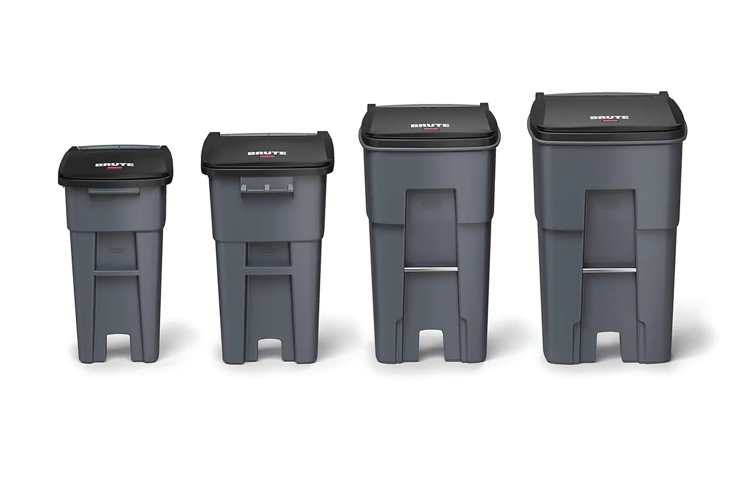 Rubbermaid Commercial Products BRUTE Rollout Heavy-Duty Wheeled Trash/Garbage Can, 32-Gallon, Blue, for Restaurants/Hospitals/Offices/Warehouses/Garage, Pack of 2