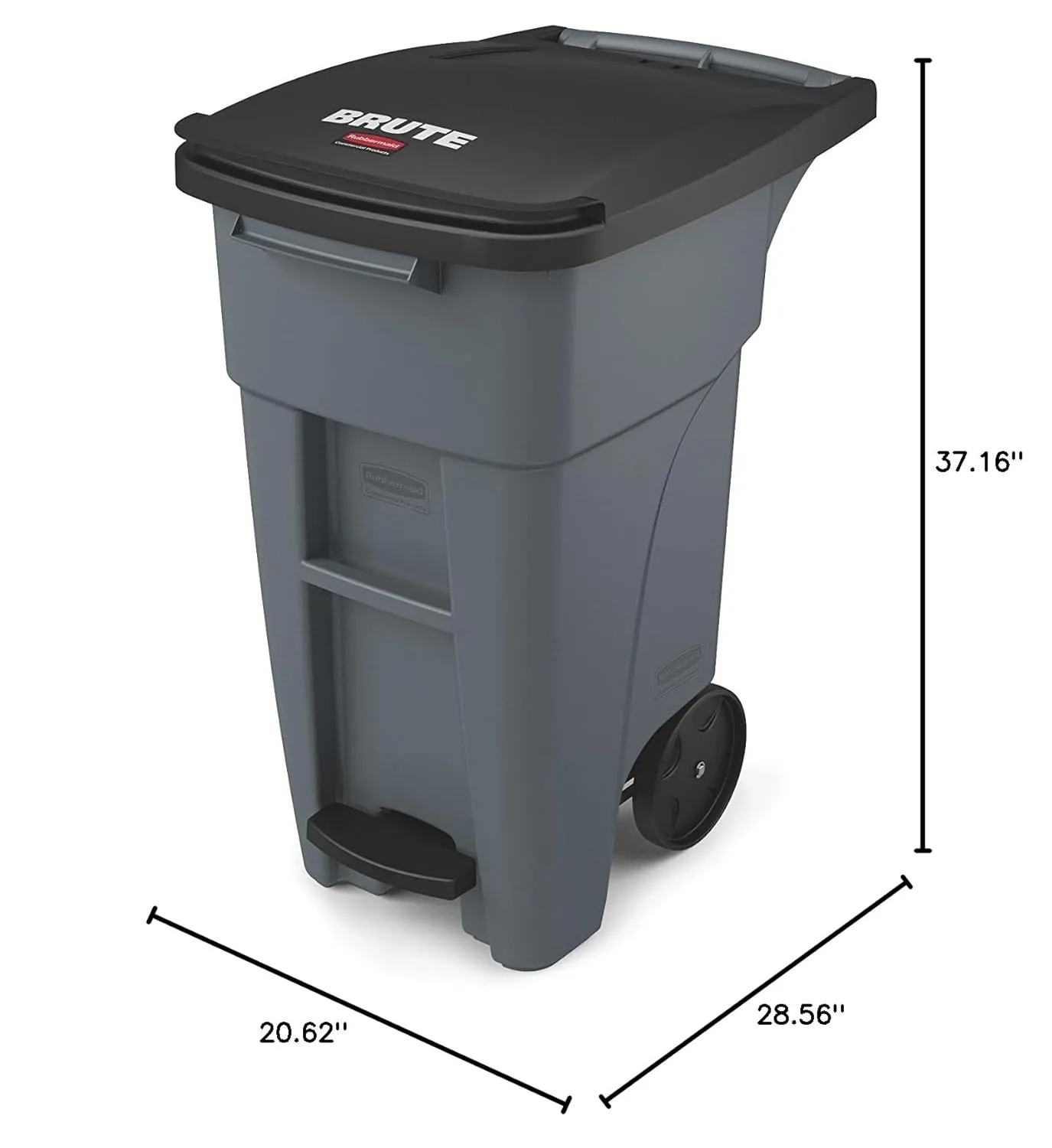 Rubbermaid Commercial Products Brute Step-On Rollout Trash/Garbage Can/Bin with Wheels 32 GAL Gray for Restaurants/Hospitals/Back of House/Warehouses/Home
