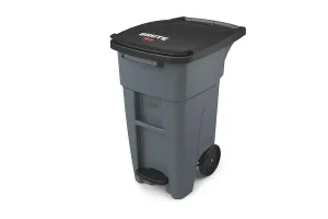 Rubbermaid Commercial Products Brute Step-On Rollout Trash/Garbage Can/Bin with Wheels 32 GAL Gray for Restaurants/Hospitals/Back of House/Warehouses/Home