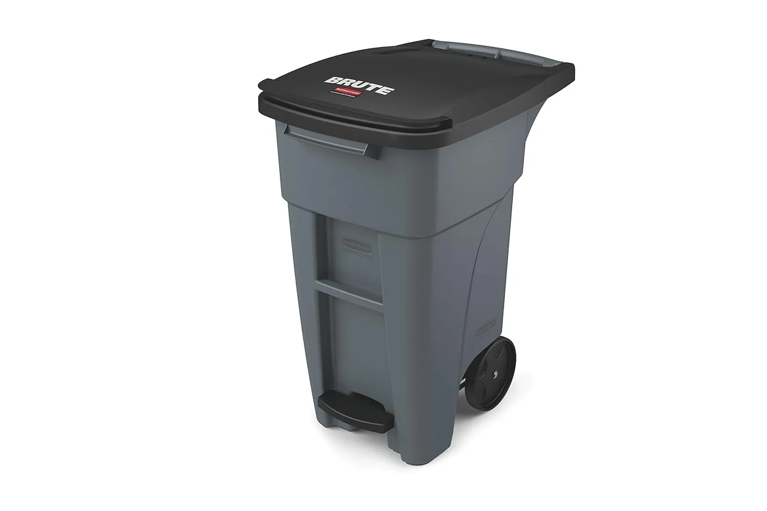Rubbermaid Commercial Products Brute Step-On Rollout Trash/Garbage Can/Bin with Wheels 32 GAL Gray for Restaurants/Hospitals/Back of House/Warehouses/Home
