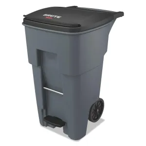 Rubbermaid Commercial Products Brute Step-On Rollout Trash/Garbage Can/Bin with Wheels, 65 GAL, for Restaurants/Hospitals/Offices/Back of House/Warehouses/Home, Gray