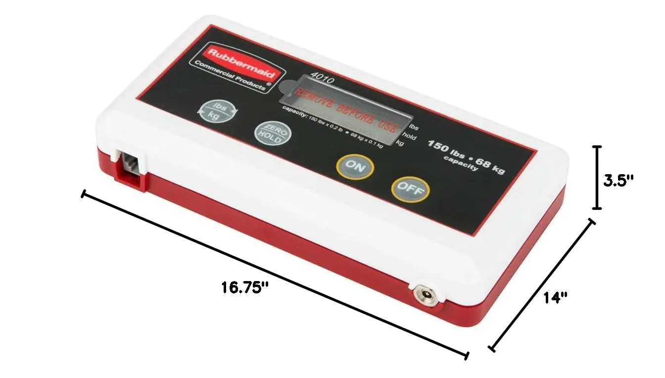 Rubbermaid Commercial Products Digital Receiving Scale 150-Pound Capacity Heavy-Duty Non-Skid Shipping Postal and Food Scale for Kitchen/Restaurant