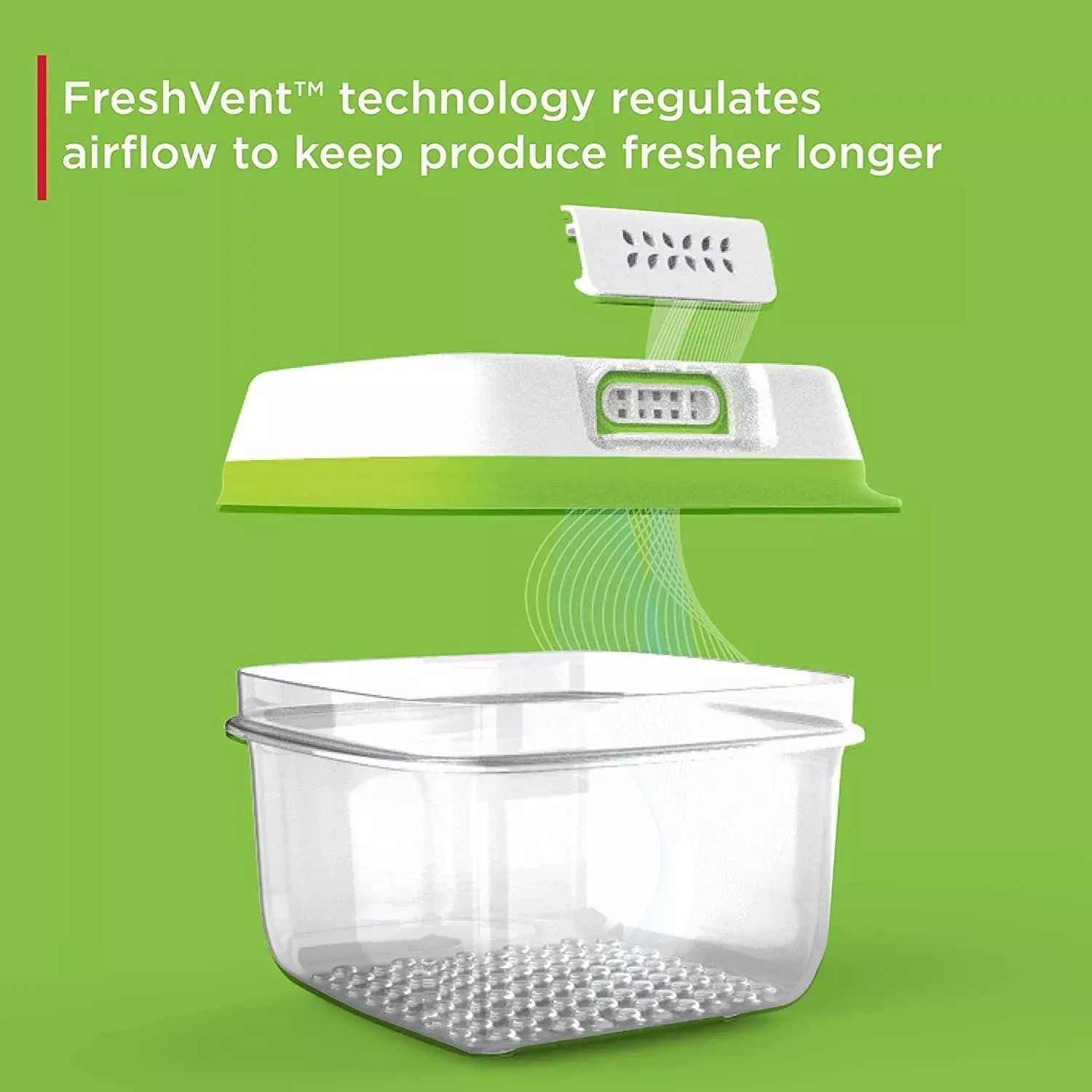 Rubbermaid FreshWorks Saver, Large Produce Storage Container, 18.1-Cup, Clear