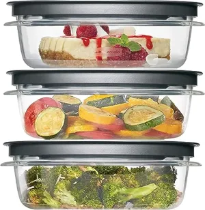Rubbermaid Premier, 3 Cup Premier Flex & Seal Food Storage Set, 3 Tritan Containers, 3 Grey Flex and Seal Lids, 6 Piece Bundle Set Bundle