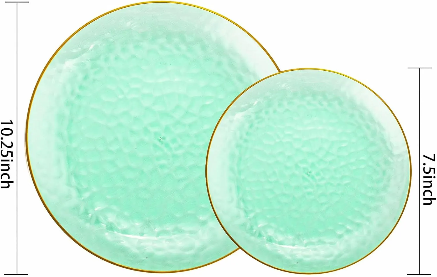 Rubtlamp 60 Green Plastic Plates, Hammered Clear and Gold Disposable Plates Include 30 Dessert Platos, 30 Dinner Platos for St. Patrick's Day