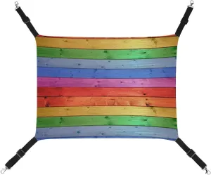 Rustic Old Barn Wood Rainbow Hanging Cat Bed Soft Breathable Pet Hammock for Cage Pet Sleeper for Kitten Ferret Puppy Rabbit