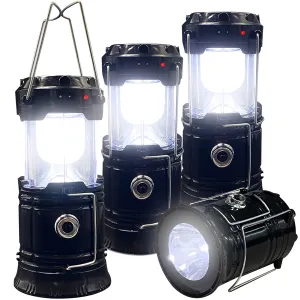 Rynx | Foldable Portable Led Camping Lantern Xtauto Lightweight Water-Resistant Solar Usb Rechargeable Led Flashlight Survival Kit For Indoor Outdoor Home Emergency Light Power Outage Hiking Sprinting 4-Pack