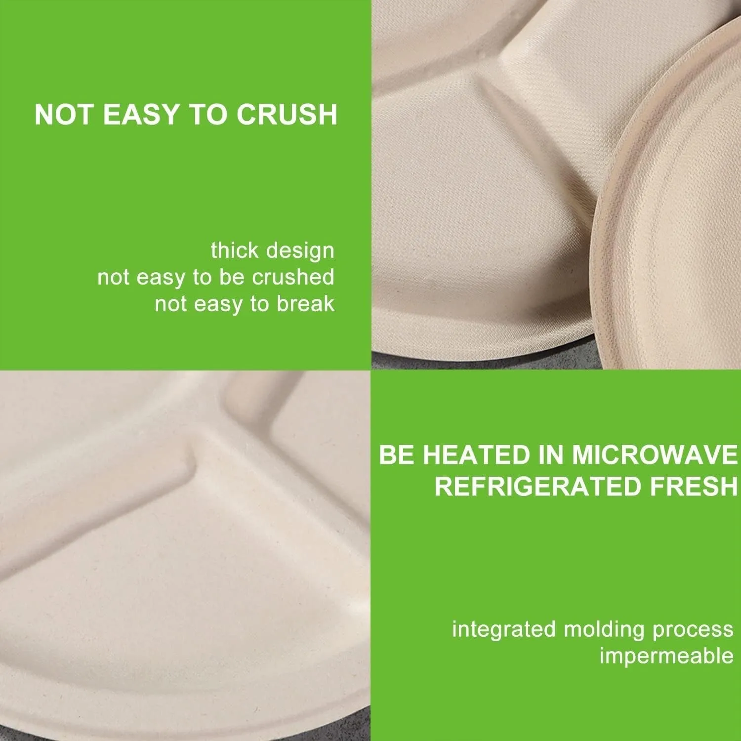 SABA 100% Compostable Bagasse Sugarcane Disposable Plates - 125 Pack, Heavy-Duty Quality, Eco-Friendly and Biodegradable Dinner Plates Made of Sugar Cane Fiber (10 Inch 125 Pack)