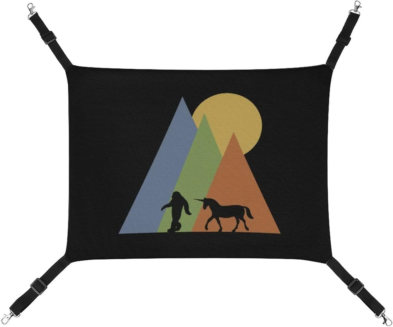 Sasquatch Unicorn Sunset Hanging Cat Bed Soft Breathable Pet Hammock for Cage Pet Sleeper for Kitten Ferret Puppy Rabbit