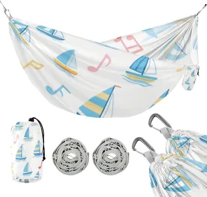 Sea Blue Sailing Boat Note White 330lb Capacity Outdoor Hammock with Portabl Carry Bag Rope Hammock for Camping Travel Accessories soporte para hamacas para adultos