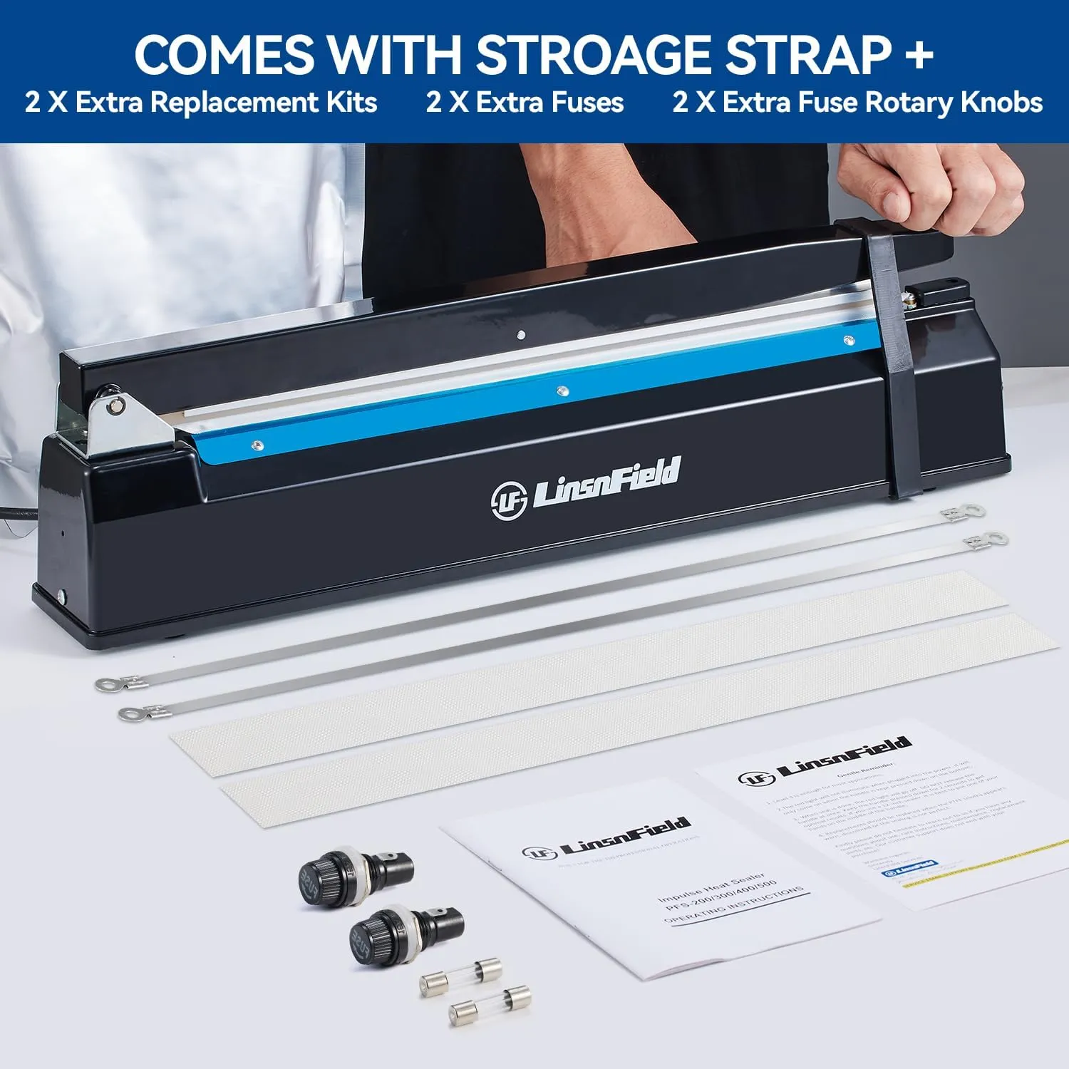 Sealer Pro - 20 inch - 5mm Sealing Width - Impulse Heat Sealer Most Heavy Duty for Strong, Secure Sealing for Long Term Food Storage, Black