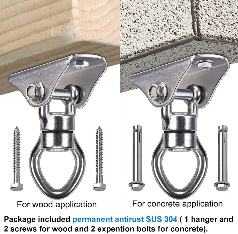SELEWARE Silent Bearing Swing Hanger, Heavy Duty 360° Rotate Swing Swivel Hook, 1200LB Capacity for Wooden Concrete Playground Yoga Hammock Chair Rope Punching Bag Porch Swing Set