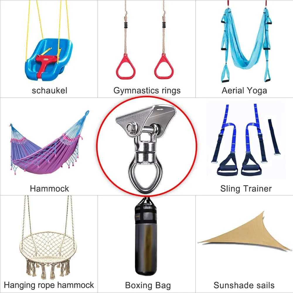 SELEWARE Silent Bearing Swing Hanger, Heavy Duty 360° Rotate Swing Swivel Hook, 1200LB Capacity for Wooden Concrete Playground Yoga Hammock Chair Rope Punching Bag Porch Swing Set