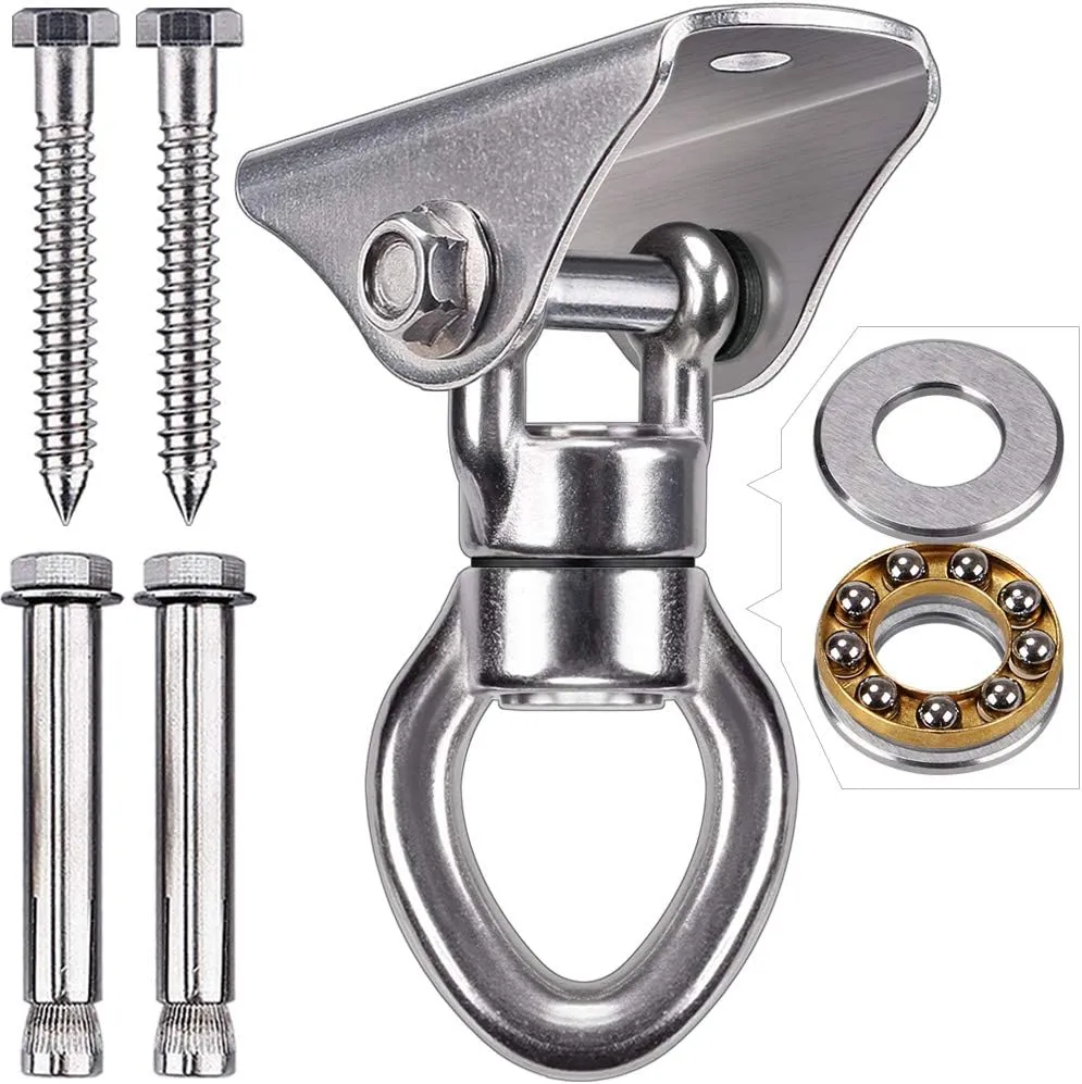 SELEWARE Silent Bearing Swing Hanger, Heavy Duty 360° Rotate Swing Swivel Hook, 1200LB Capacity for Wooden Concrete Playground Yoga Hammock Chair Rope Punching Bag Porch Swing Set