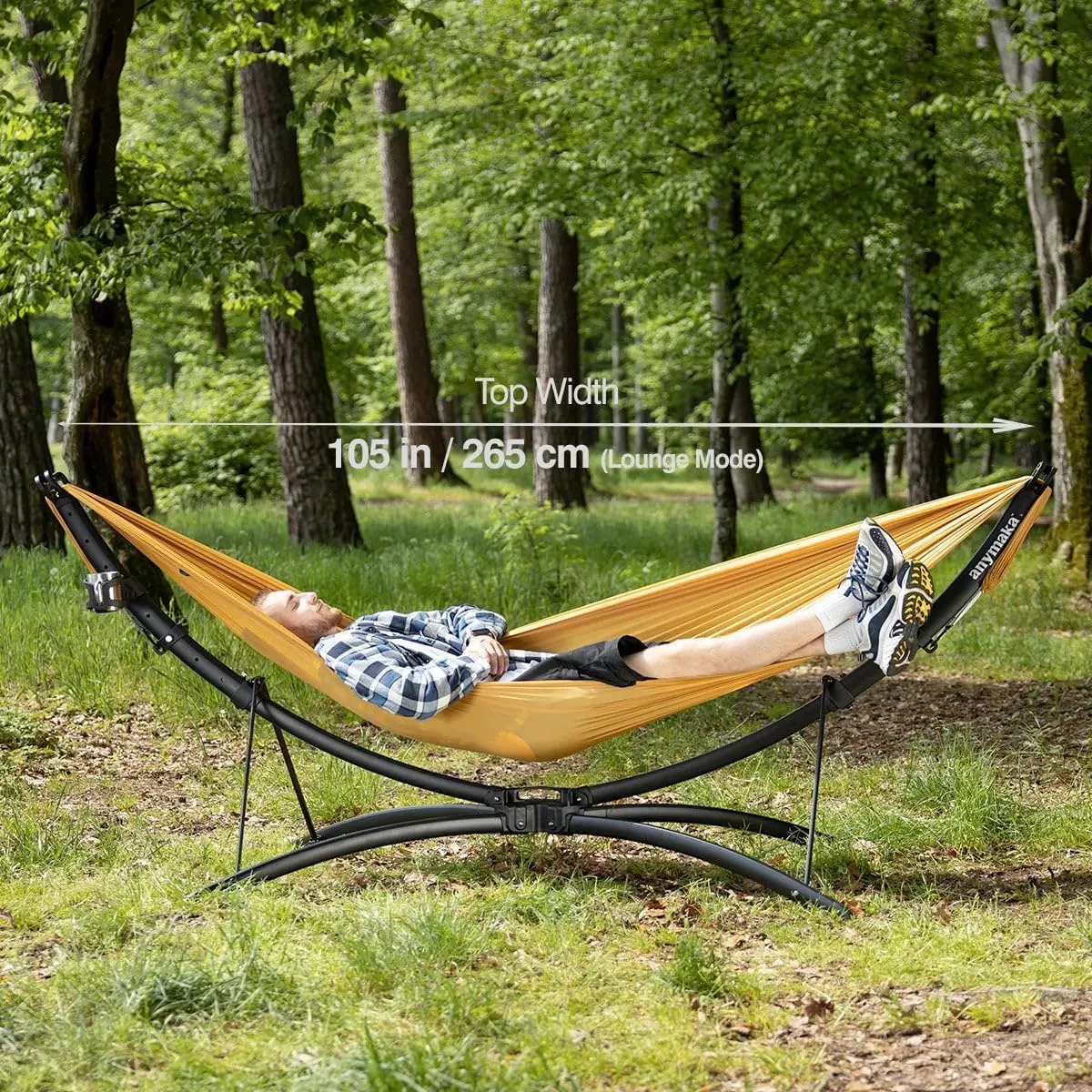 Set Up in 3 Seconds Hammock Stand - 550 LBS Capacity - Portable Hammock Stand Stable on Any Terrain, Weather Resistant Sunset Yellow