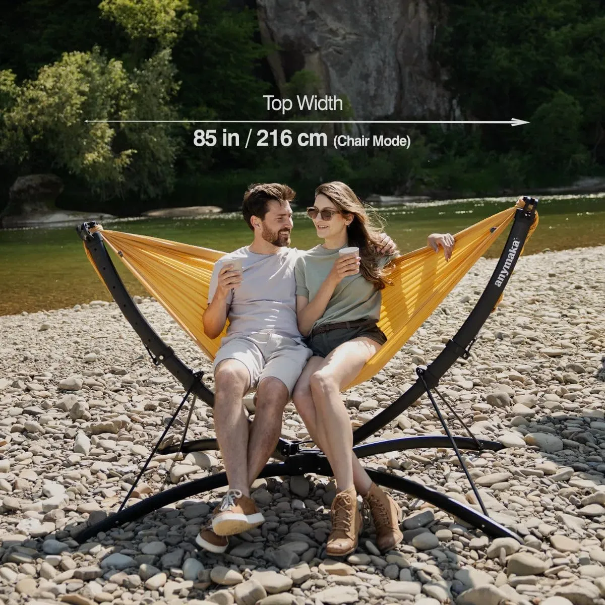 Set Up in 3 Seconds Hammock Stand - 550 LBS Capacity - Portable Hammock Stand Stable on Any Terrain, Weather Resistant Sunset Yellow