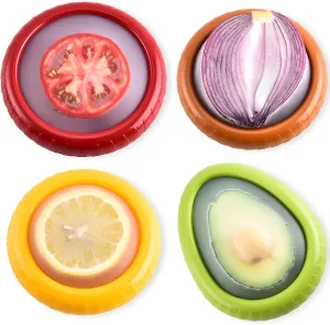 Silicone Avocado Saver - 4PCS Multi-Use Food Saver as Onion Saver & Lemon Saver, Avocado Keeper, Tomato Saver, and More - Anti-Oxidation   Reusable Fruit and Vegetable Storage Containers for Fridge