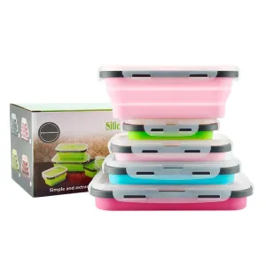 Silicone Collapsible Lunch Box - Portable Food Storage