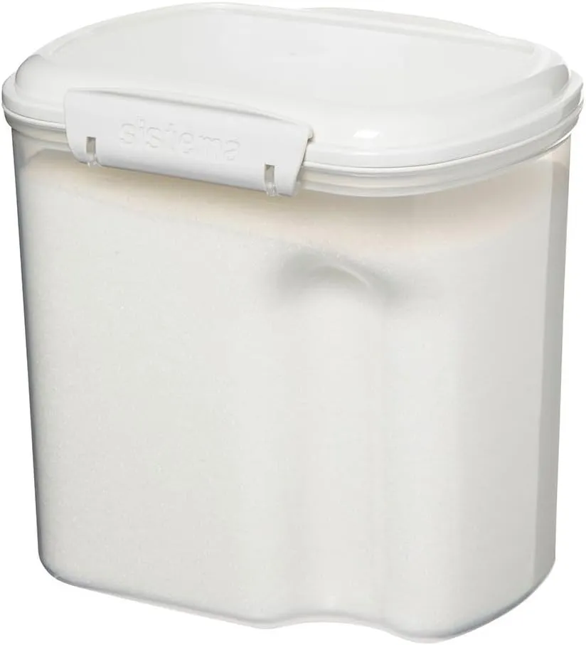 Sistema Flour and Sugar Storage Containers for Pantry with Lids and Measuring Cup, Dishwasher Safe, 10.2-Cup, White