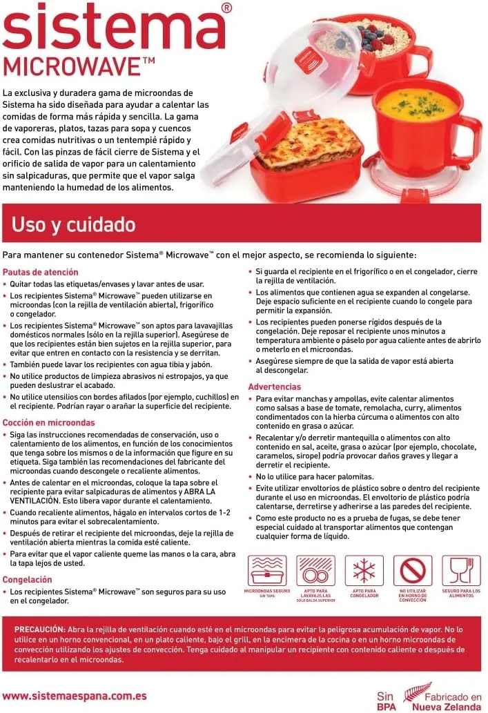 Sistema Microwave Collection Steamer, Medium, 83.5 oz./2.4 L, Red