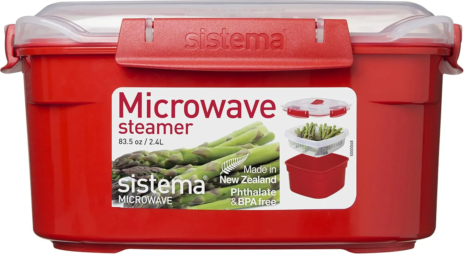 Sistema Microwave Collection Steamer, Medium, 83.5 oz./2.4 L, Red