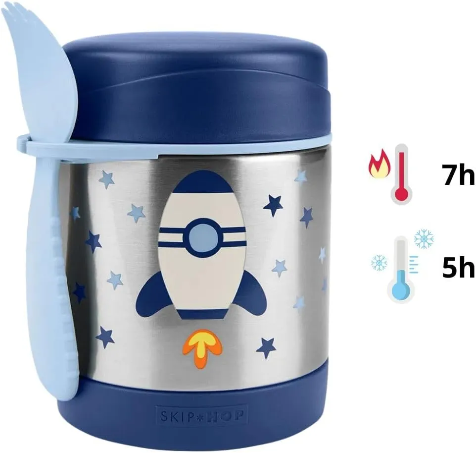 Skip Hop Insulated Baby Food Jar, Sparks Rocket, Stainless Steel, Holds 11oz