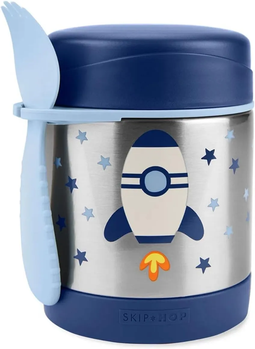 Skip Hop Insulated Baby Food Jar, Sparks Rocket, Stainless Steel, Holds 11oz