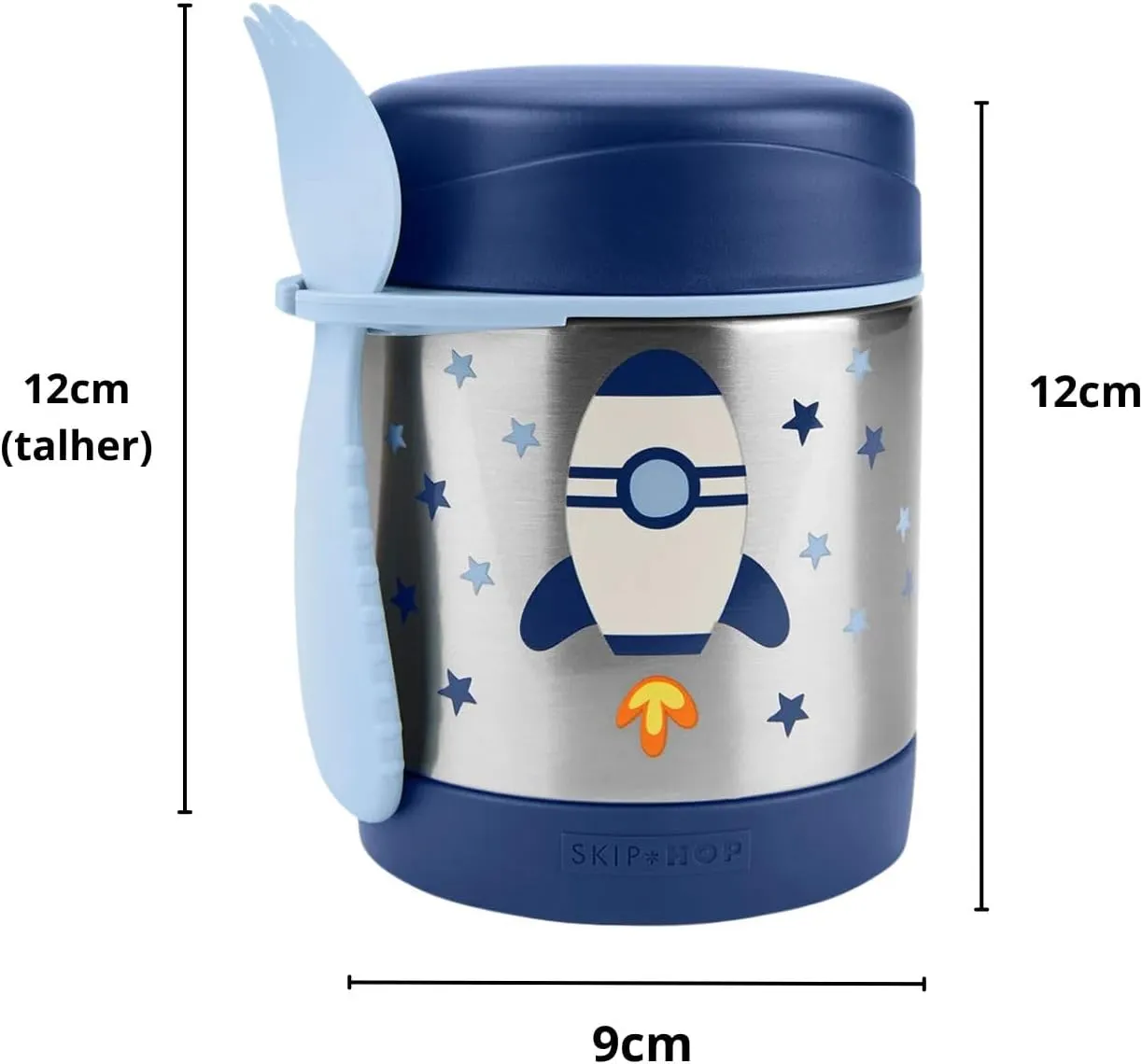 Skip Hop Insulated Baby Food Jar, Sparks Rocket, Stainless Steel, Holds 11oz